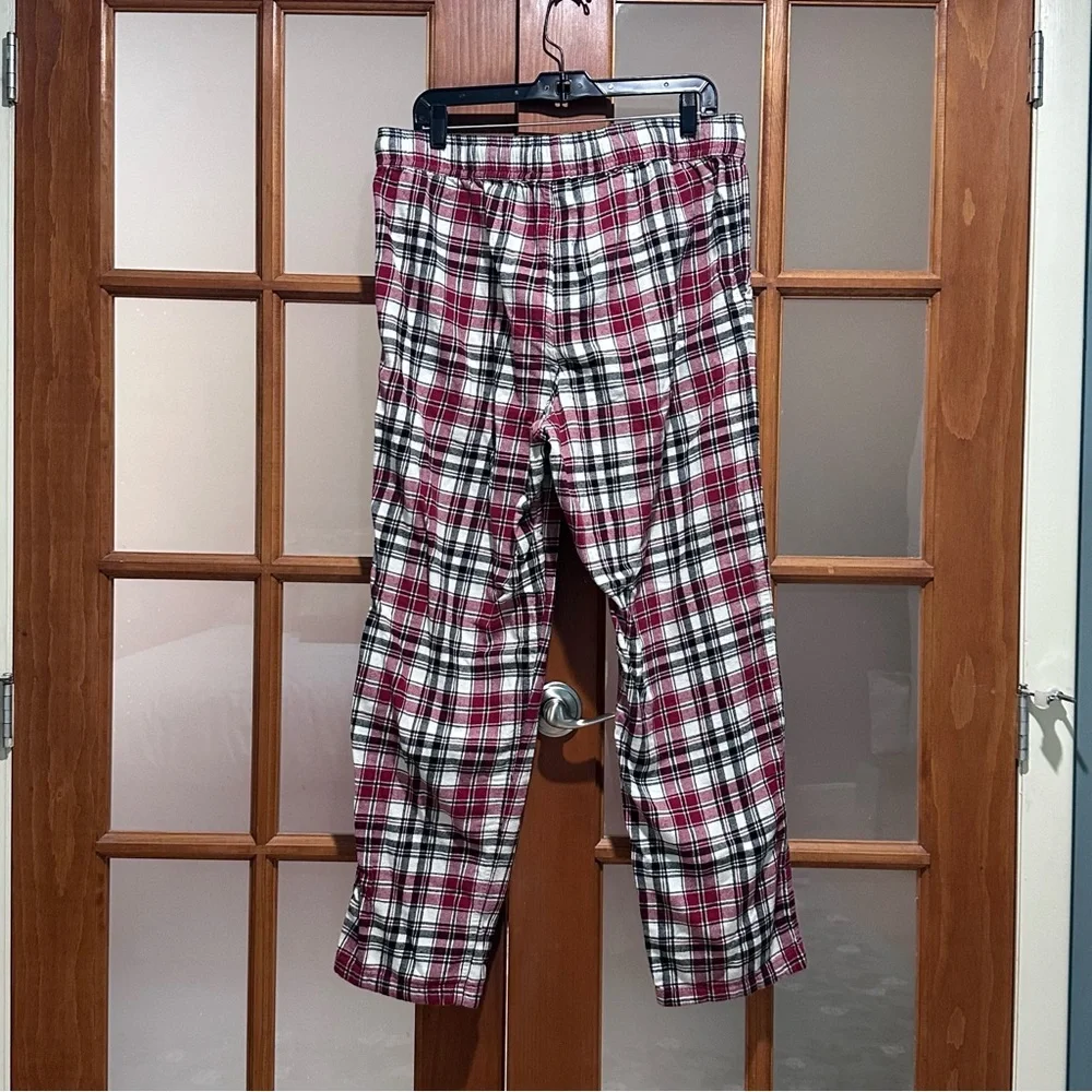 Disney Plaid Pajama Pants with Mickey Mouse Patch Size Lg - Picture 3 of 4